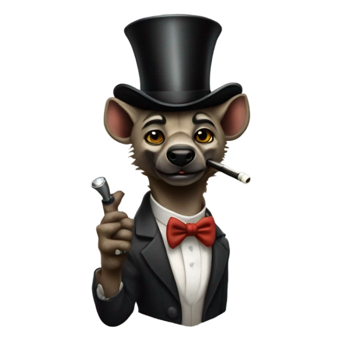 Male, muscular, hyena, smoking pipe, top hat, fancy, high class sticker