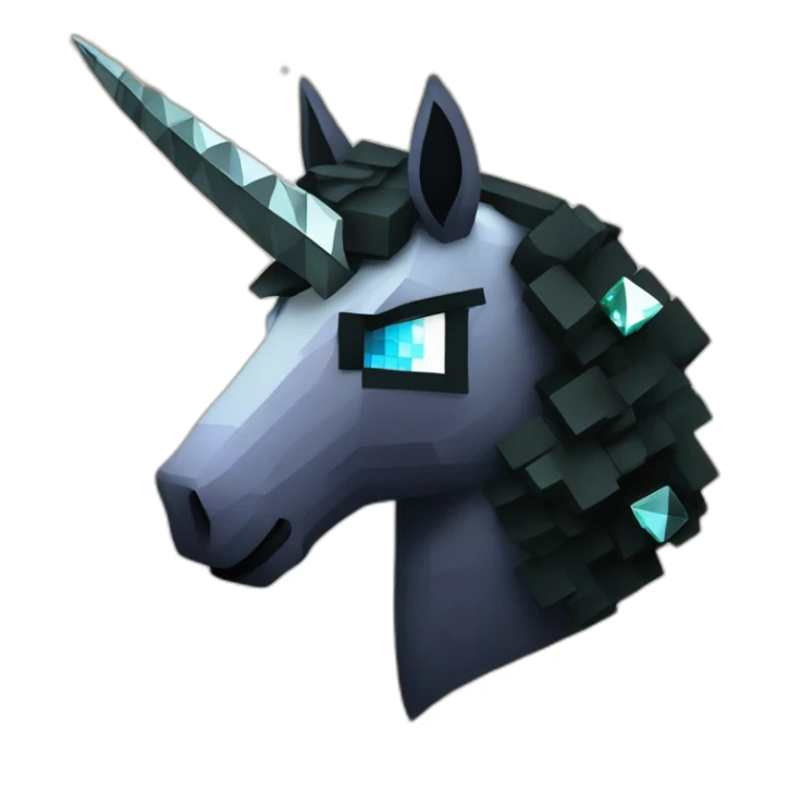 Minecraft Glitter Black Unicorn Head With Diamond Horn sticker