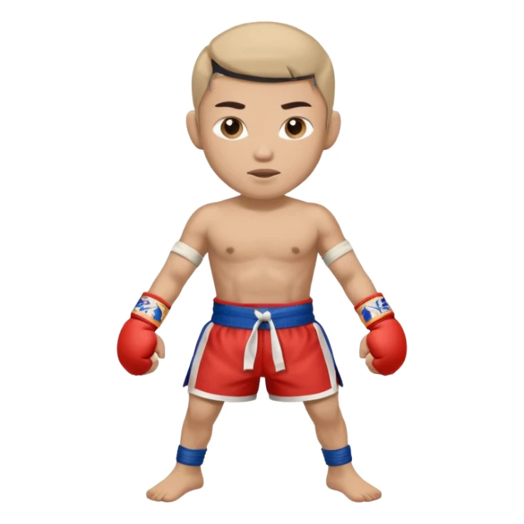 Create a Muay Thai fighter with his guard, like if he was covering himself and with a less serious expresión  sticker