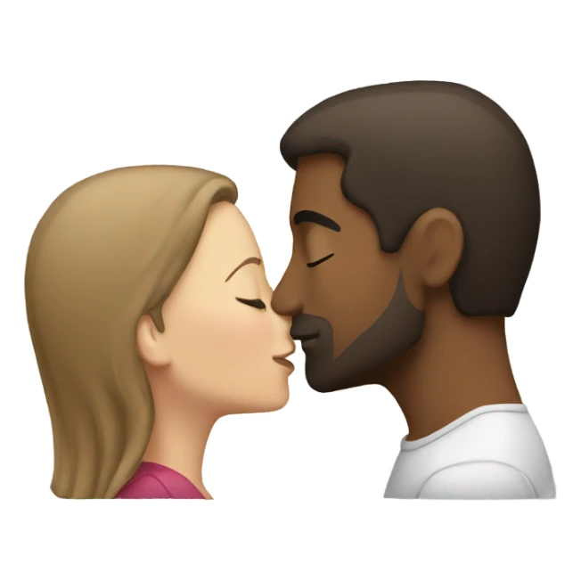 Brown man and white woman kissing  sticker