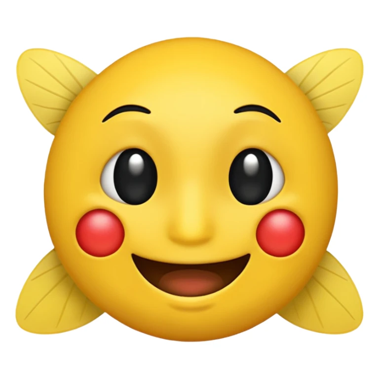 😊🥺 these emojis but with flies around it and its happy yellow face emoji black eyes like the 4th image but its cuter remove the nose make the eyes bigger and fully black and close its mouth make it smile sticker