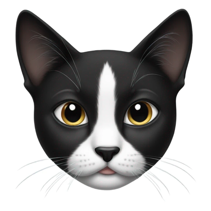 Tuxedo black and white cat white mustache  sticker