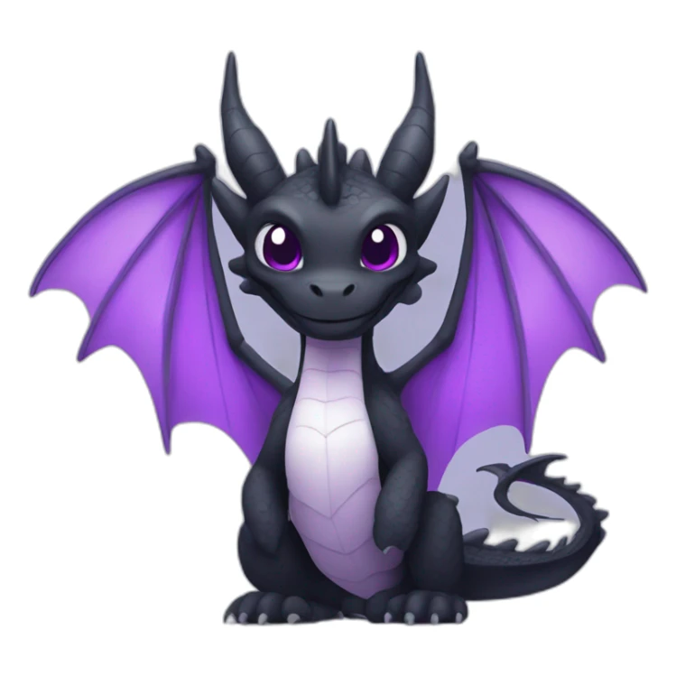 black dragon with white belly and purple wings sticker
