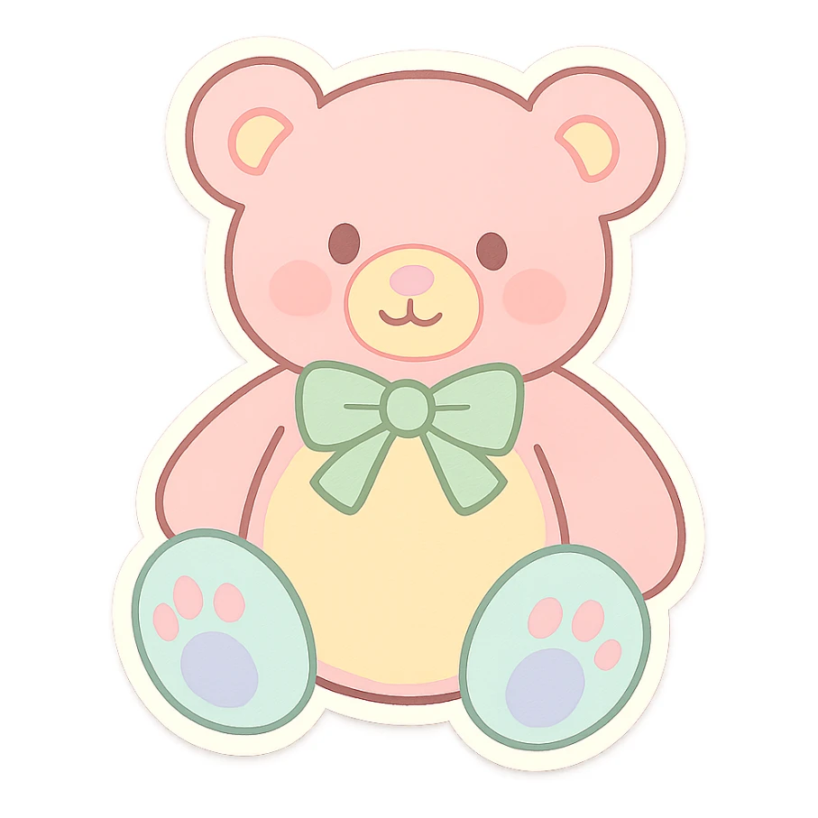 Recolor the teddy bear sticker in soft pastel colors sticker