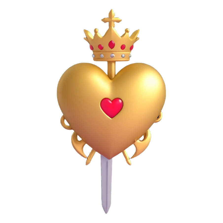 golden heart pierced by a golden dagger, dramatic lighting sticker
