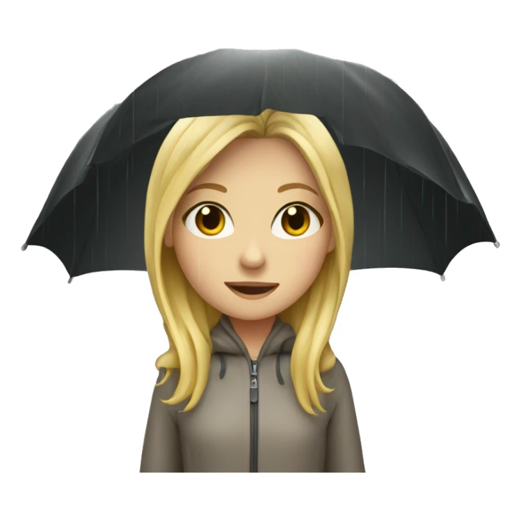 Blonde girl in the rain under an umbrella  sticker