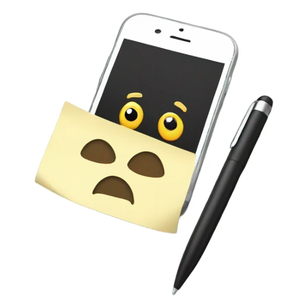 Paper and pen with a cell phone sticker