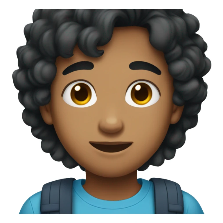 create sri lankan 14 year old boy with fluffy black hair and a blue shirt sticker