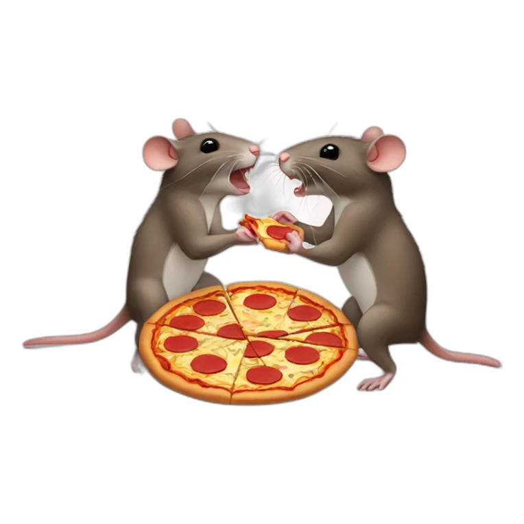 Two rats fighting over a piece of pizza sticker
