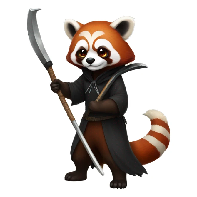 red panda as reaper with scythe sticker