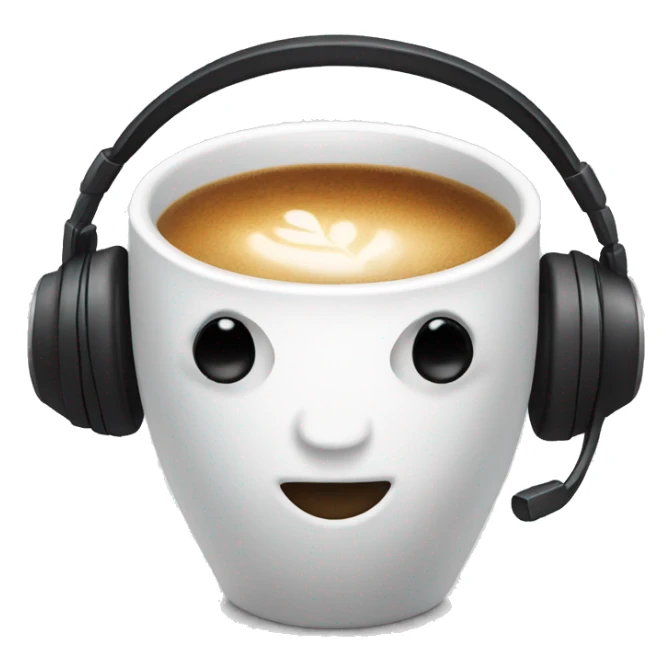 coffee cup with legs wearing headphones sticker