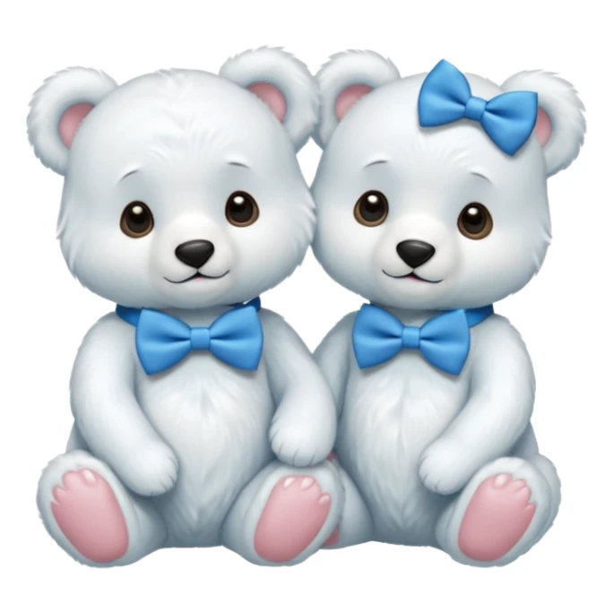 sweet same little white bears with blue bow tie sitting sticker