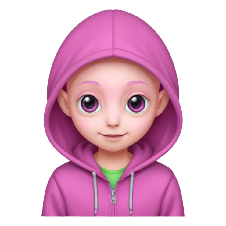 Aliens Pink, hoodie, cute big eyes, glass, thin ears, half body sticker