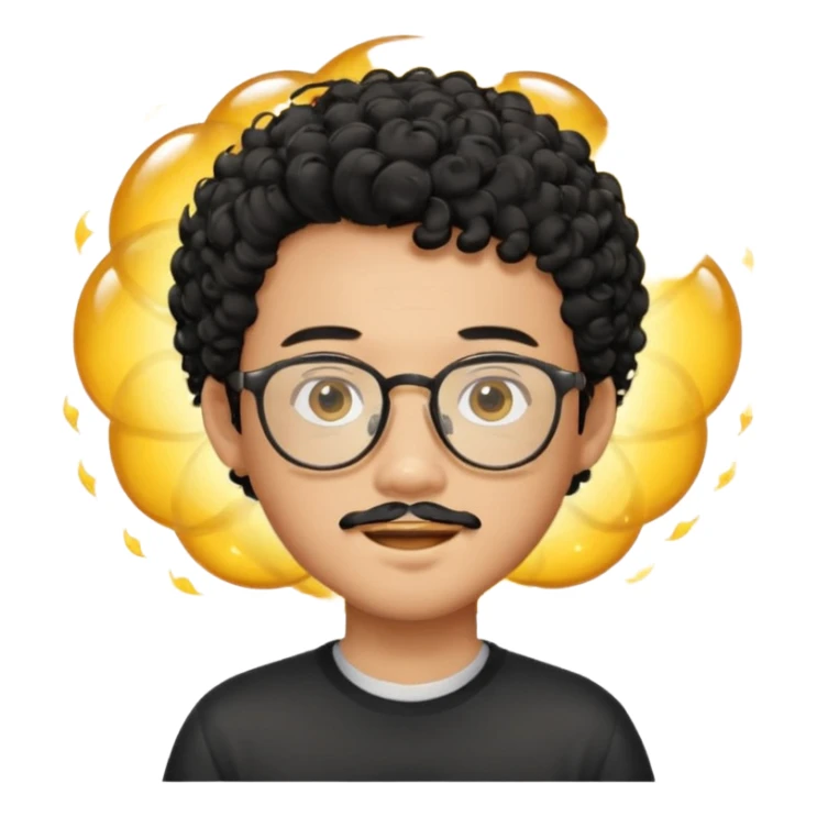 A young boy DEVELOPER WITH A laptop, black curly short hair, wearing glasses, a thin goatee, his skin is asian

Add the word "PIF" floating around him sticker