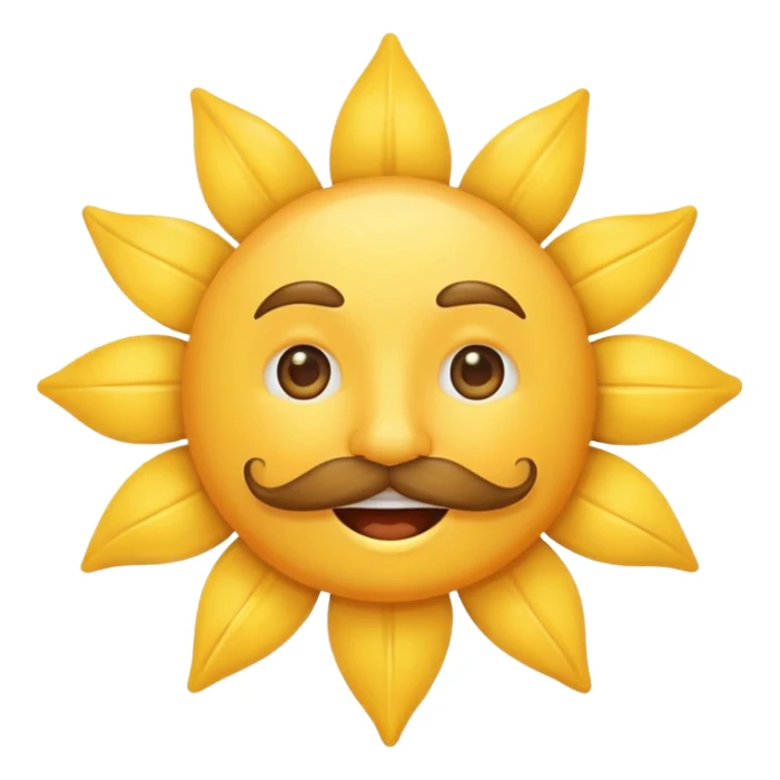 sun with mustache with no smile no brows sticker