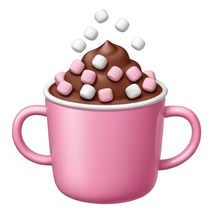 Pinke Tasse heiße Schokolade mit mini marshmallow , ohne Gesicht sticker