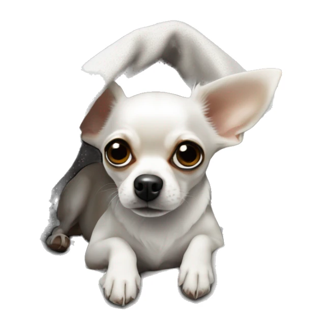 Chihuahua weiß mit schwarzem fleck am auge, in decke eingerollt sticker