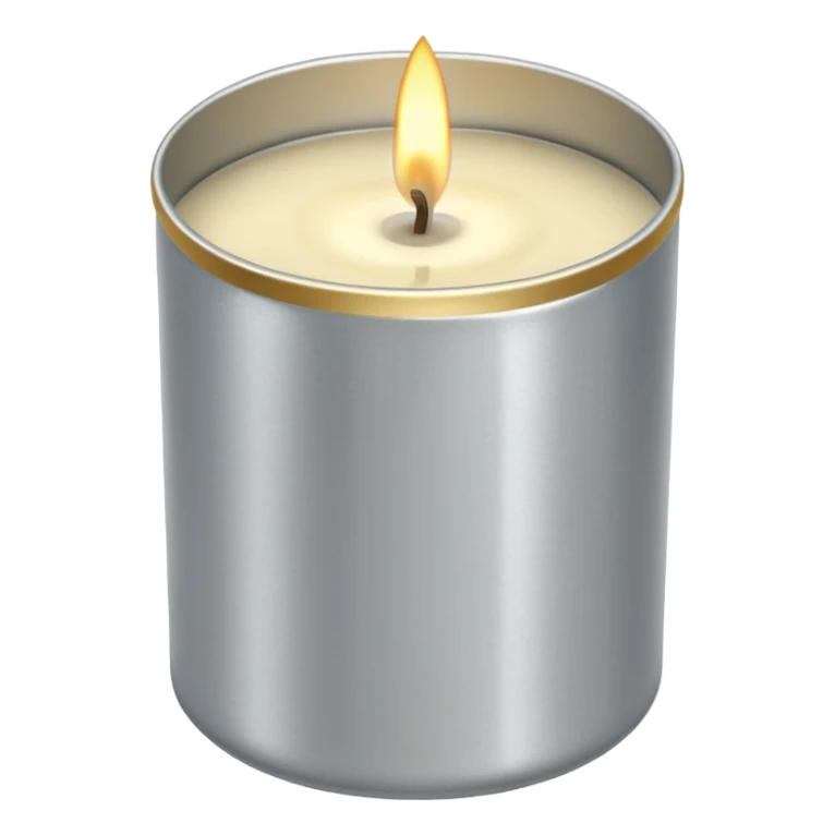 Vanilla candle – cream-colored wax in a silver tin sticker