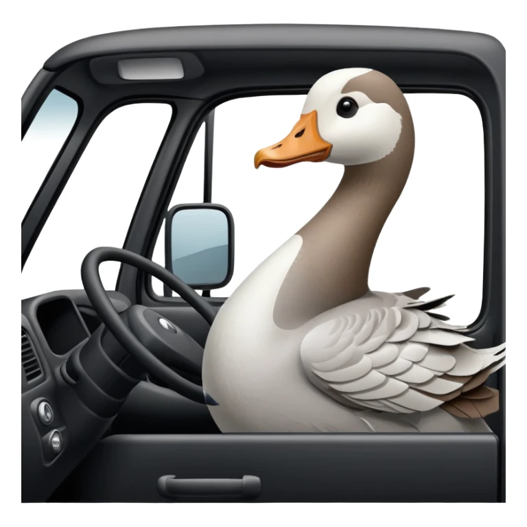 Goose driving a black truck from the driver seat sticker