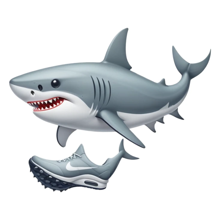Un tiburón con dos piernas y zapatillas nike sticker