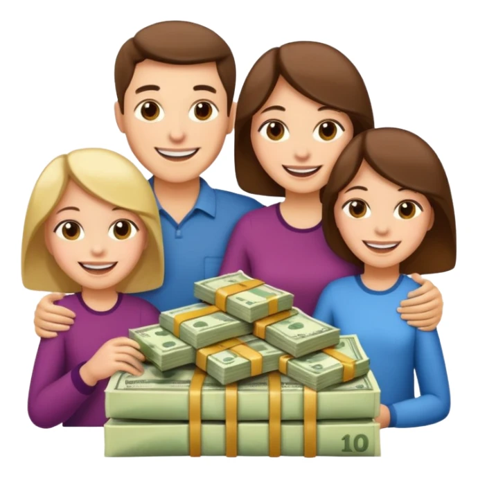money around a family of four people sticker