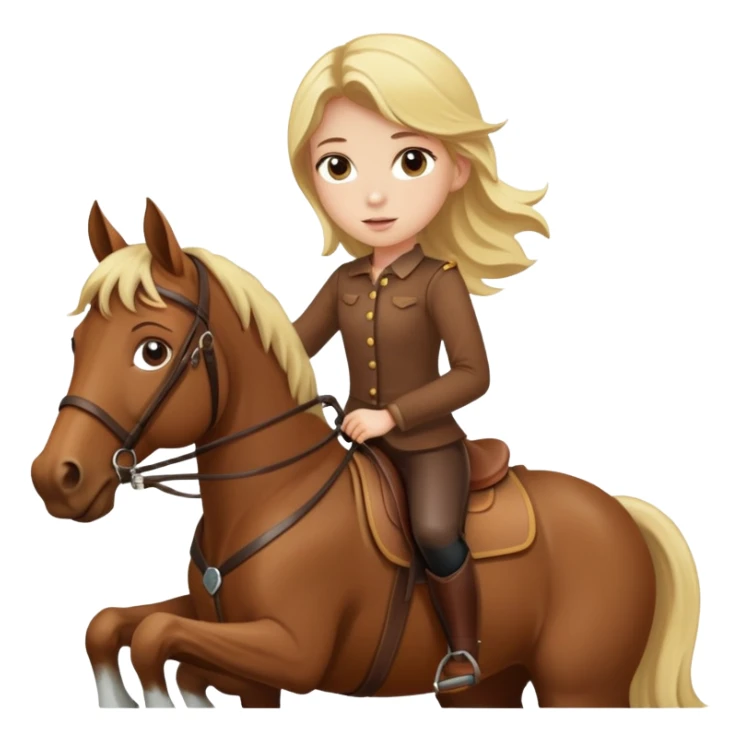 Blond girl on a brown horse sticker