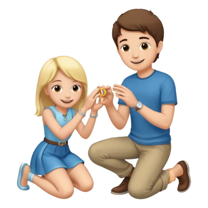 🧎‍♂️‍➡️💍💃 a boy parposing a girl boy on his knee and boy give him ring  sticker