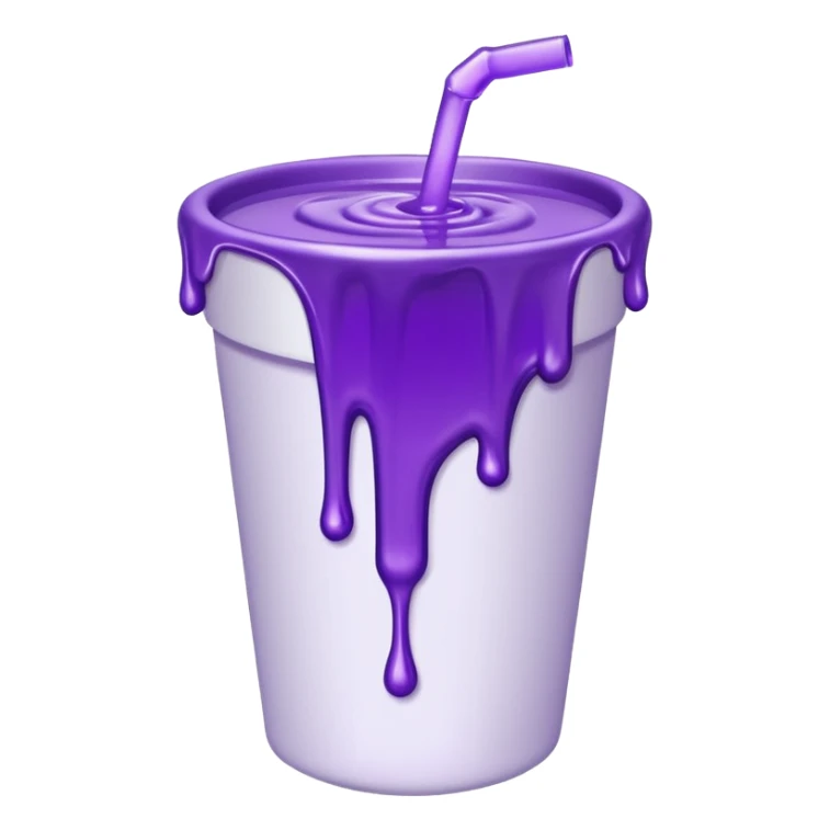 sytrofoam cup with a thick purple liquid dripping sticker