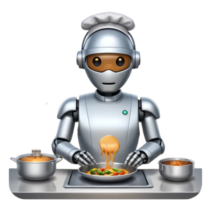 obot chef preparing a gourmet meal in a futuristic kitchen sticker