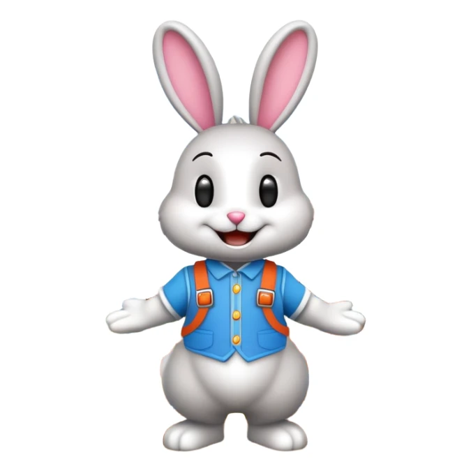 bunny mascot with a roller coaster in the background, inspired by Walibi amusement park sticker