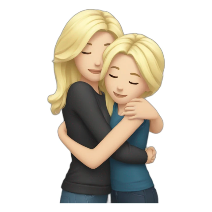hug blonde and brunette girls sticker