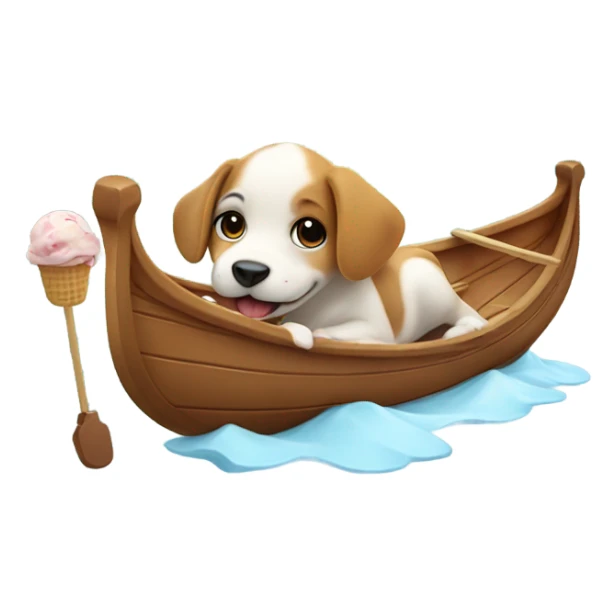 A puppy on a gondola licking icecream  sticker