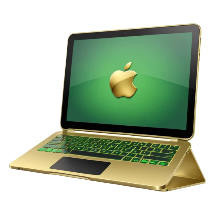 laptop without logo`s in golden and green colours sticker