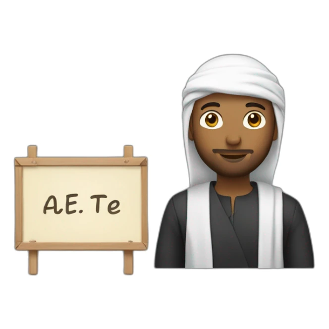 Homme en Qamis avec un panneau où il y’a écrit « je t’aime » sticker