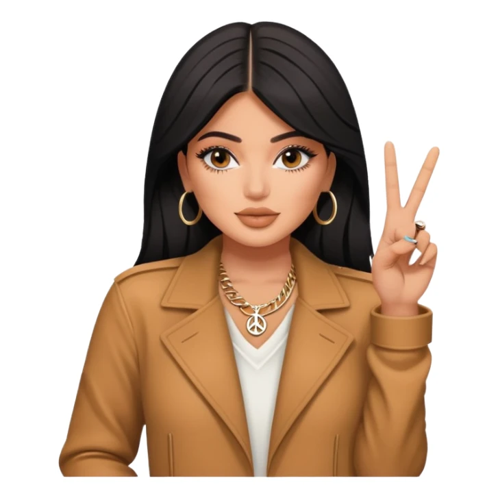 Kylie Jenner posing with a peace sign, chic fashion sticker