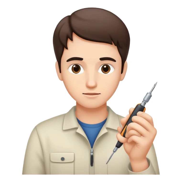 Person carefully adjusting or tweaking a device with a small tool like a screwdriver sticker