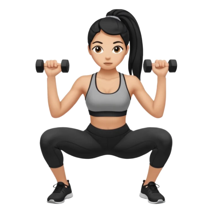 Women with long black ponytail doing a squat sticker