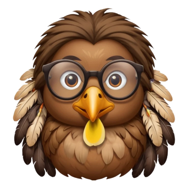 long hair bird with glasses sticker
