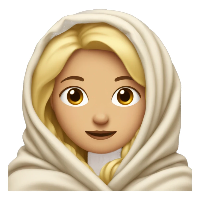 blonde girl relaxed wrapped in blankets sticker