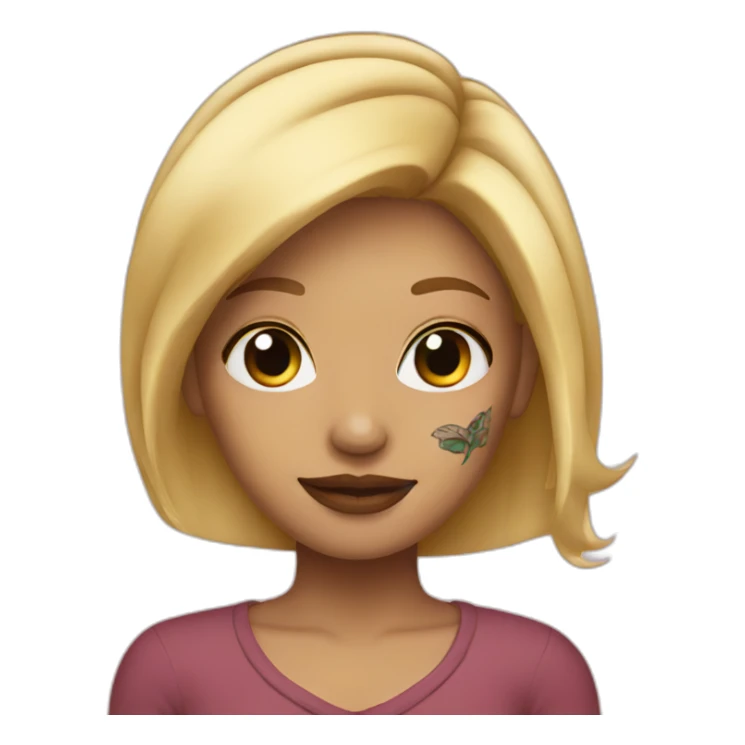 Blonde with a tattoo sticker