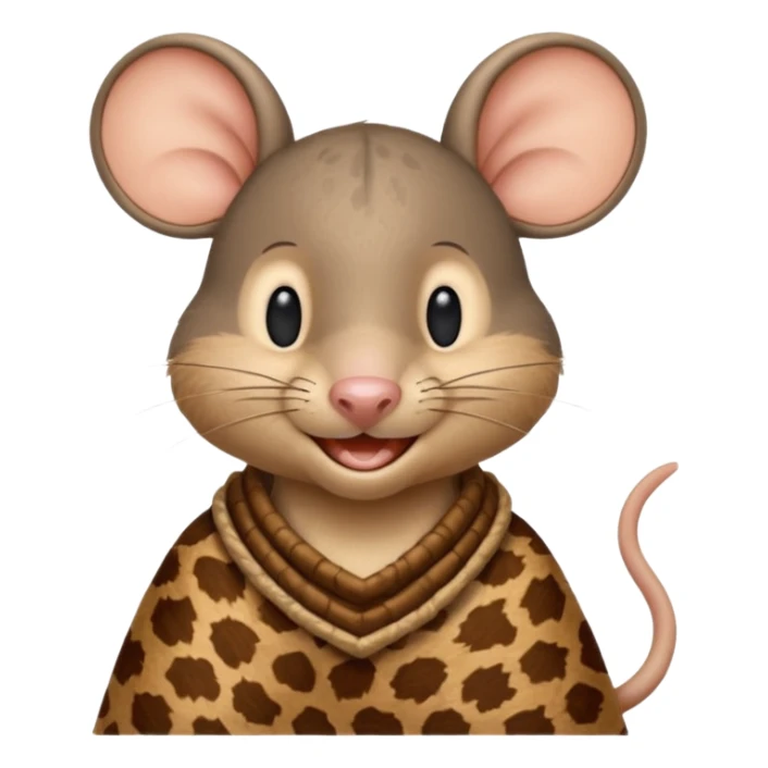 a jerry mouse wearing ancient animal skin cloth, half body, icon sticker