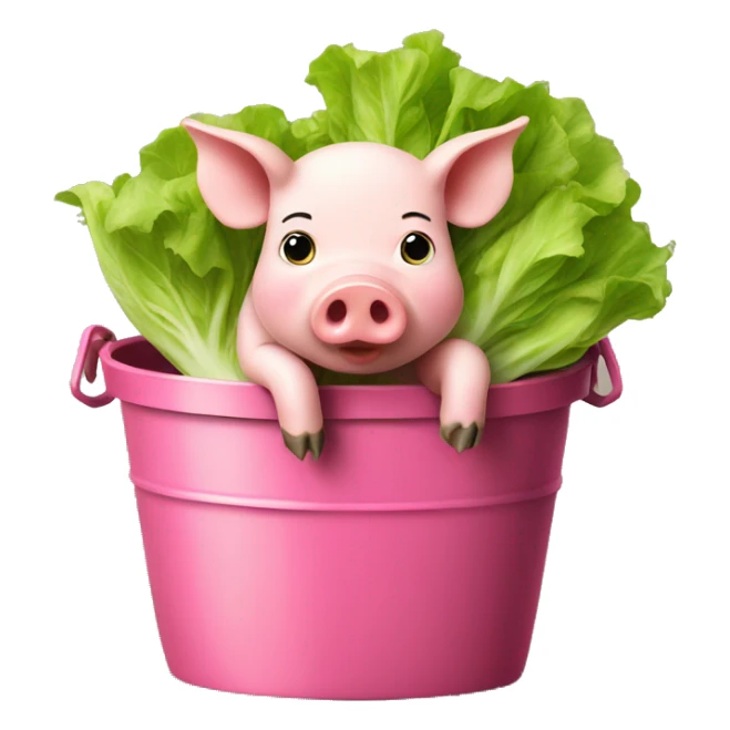 pig in a bucket eating lettuce  sticker