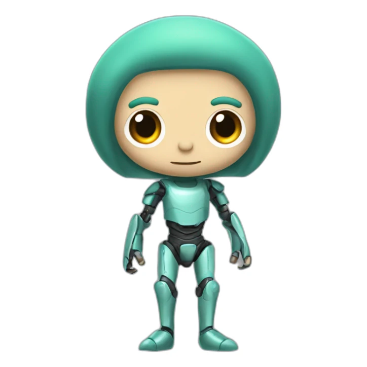 elf man with tyrkys hair and robotic body sticker