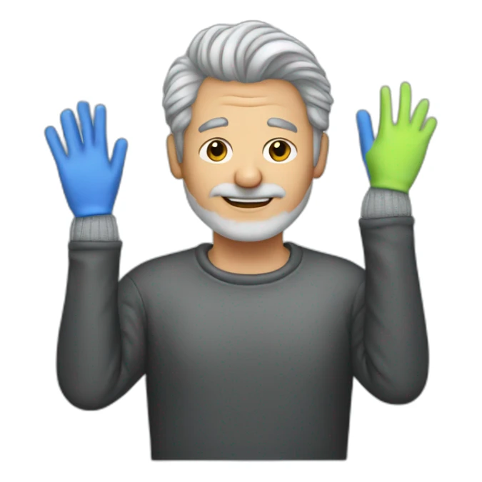 man dyes his hair with gloves because he has gray hair sticker