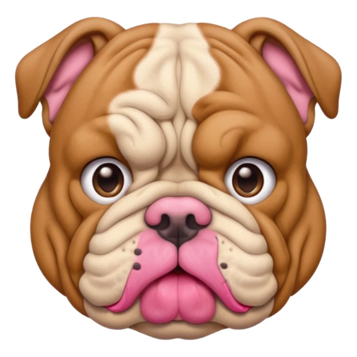 light brown bulldog facing forwards, head and shoulders sticker