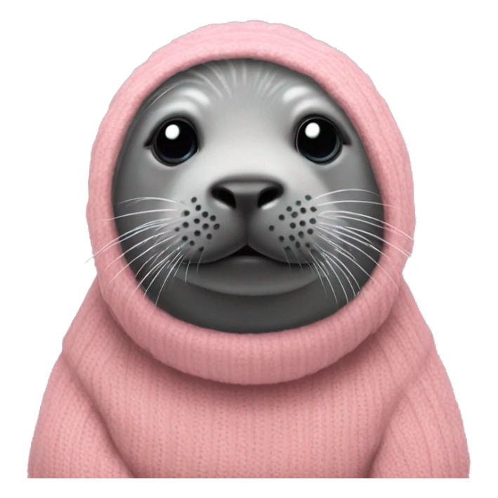 grey seal wearing a peachy pink turtle neck jumper sticker