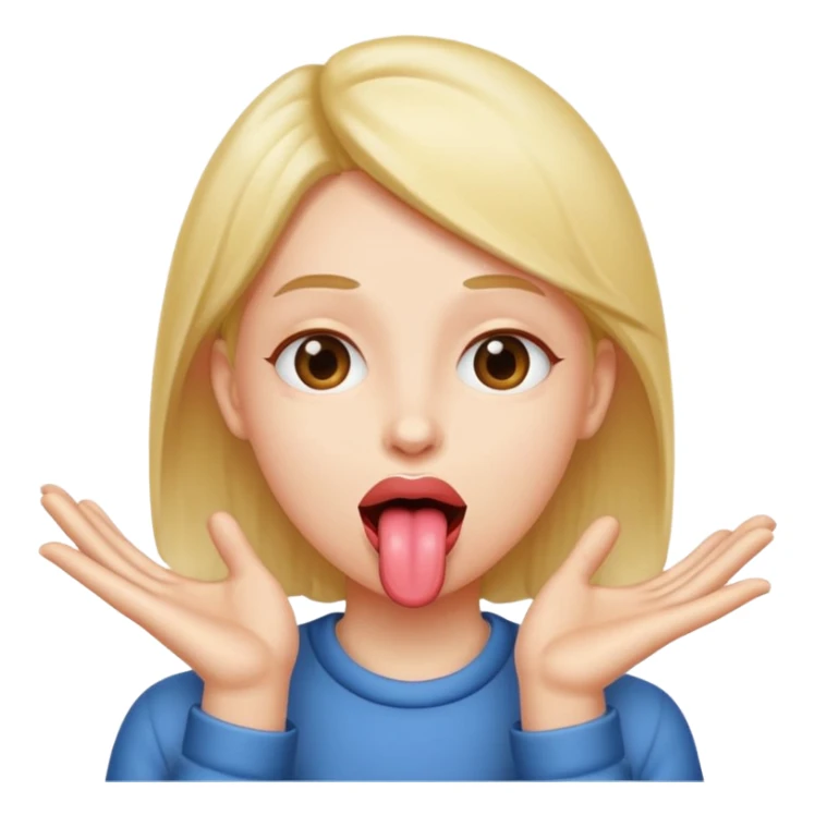 Toung out with hands on the said sticker