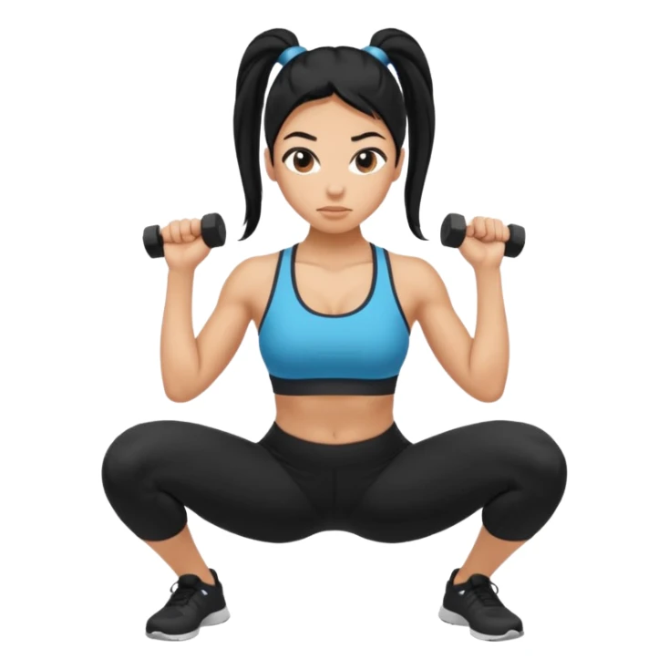 Women with long black ponytail doing a squat with no weights sticker