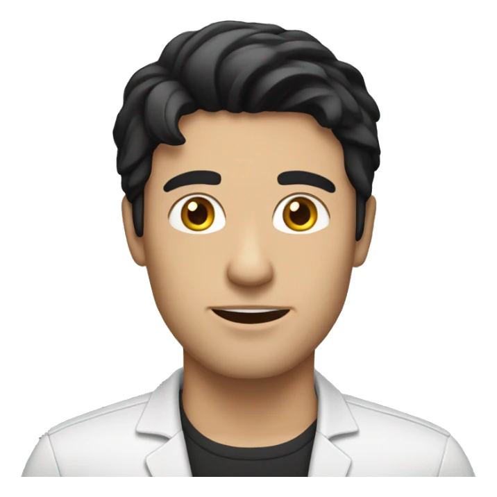 white man with black hair with laptop sticker