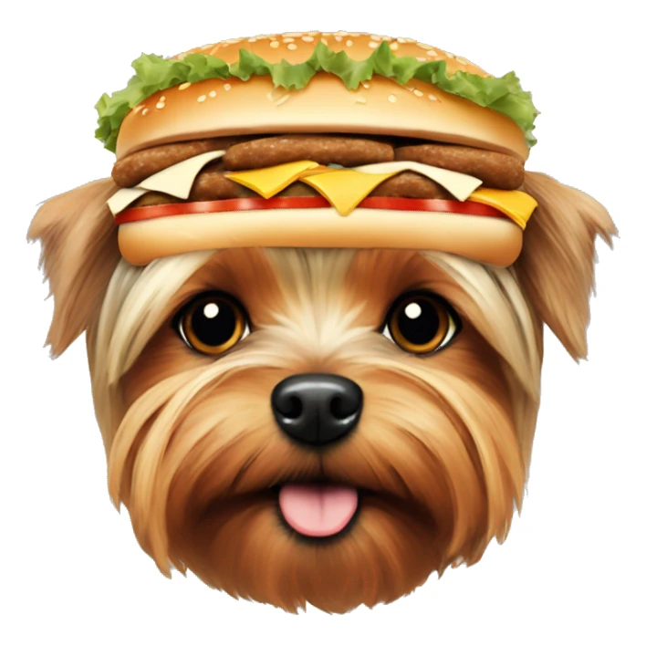 Yorkie's head in a wreath of cheeseburgers  sticker